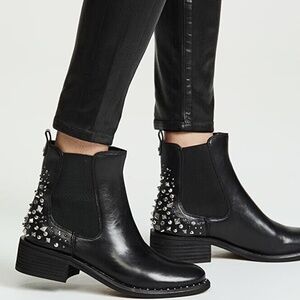 Sam Edelman Dover Chelsea Black Leather Studded Ankle Boot